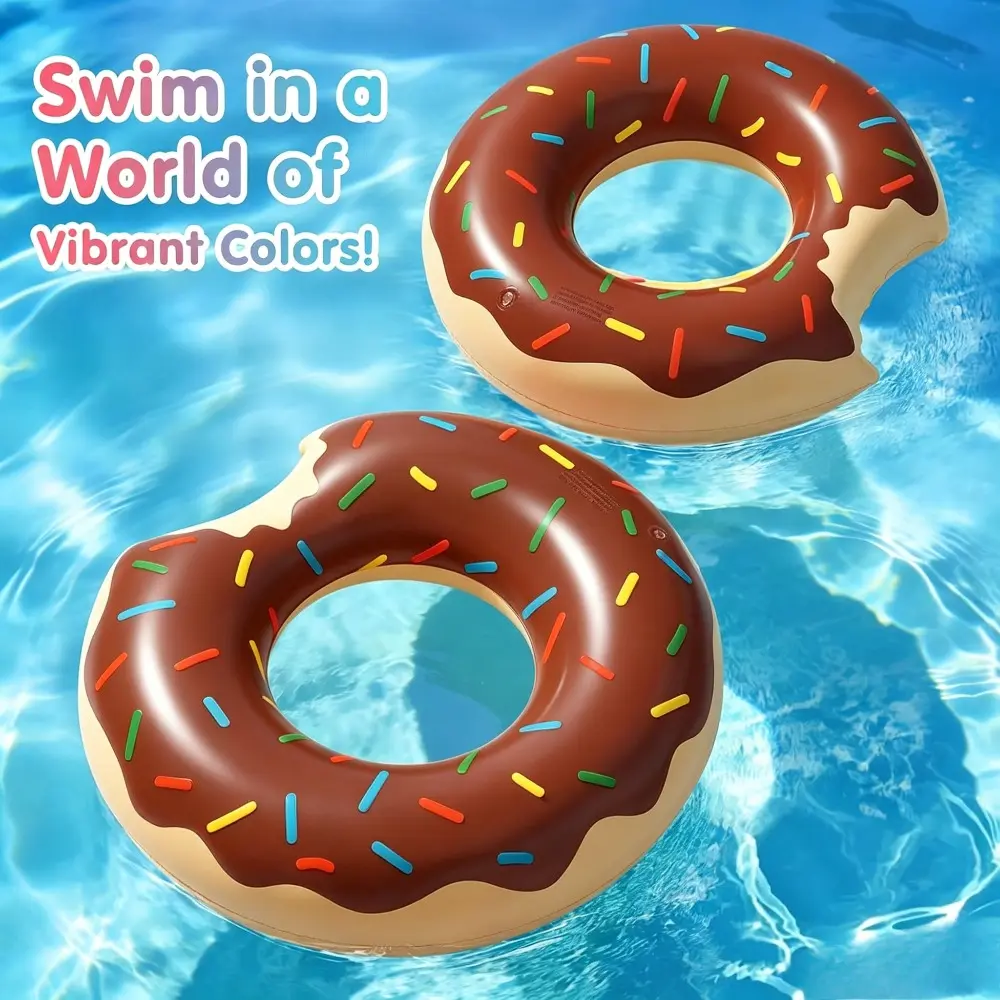 1pc Bitten Donut-Shape Soft PVC Inflatable Swim Ring, Beach Water Park Swimming Pool Accessories for Adults Teens, Pool Party Photo Prop, Half Bite Shape, Anti-Roll Float, Donut-Shaped