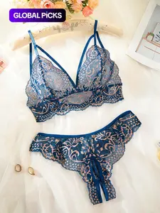 English: Sheer Lace Bralette Set - Lightweight Breathable See-Through Triangle Cups, Comfort & Style for Everyday Wear! Underwear Sets