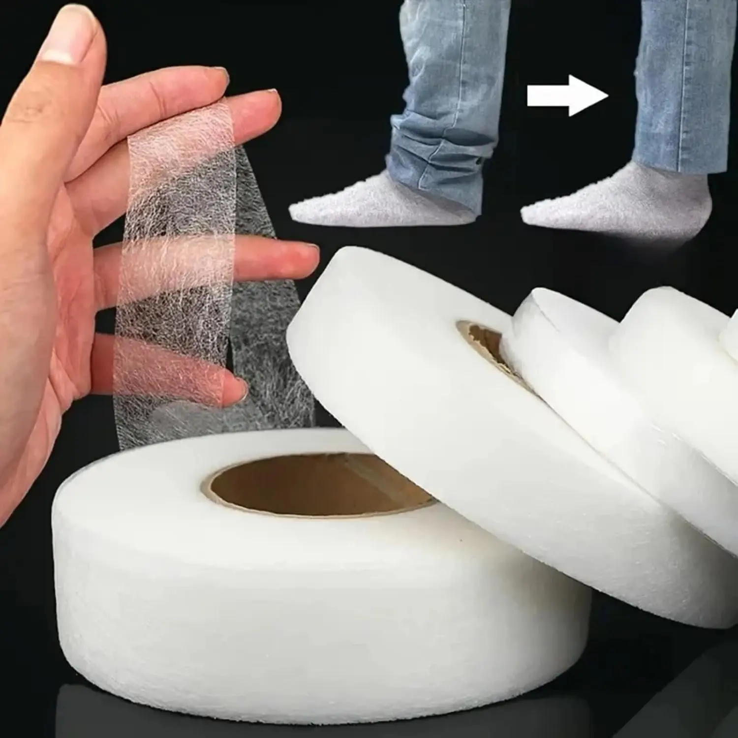 Hemming Tape Fabric Adhesive Hem Iron on No Sew Hemming Tape for Pants, 0.79 Inch Iron On Hemming Tape Double Sided Stitch Witchery Hemming Tape for , White
