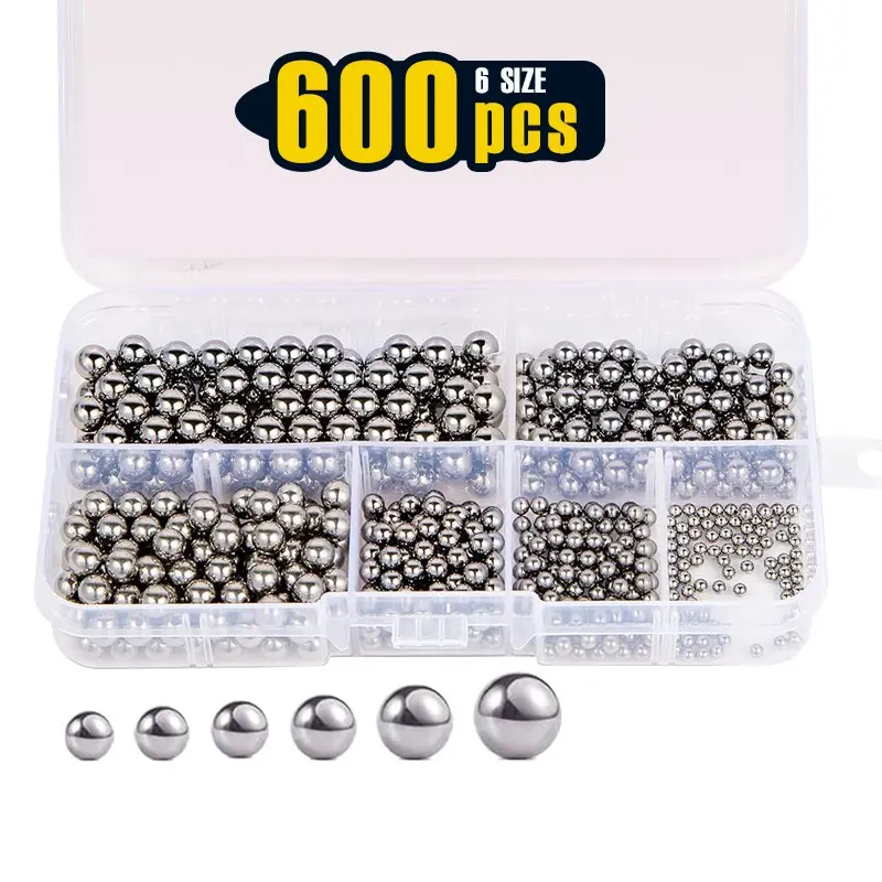 600pcs, 6 Size Available Multiple Sizes 1/4" - 3/32" SAE Precision Chrome Steel Assorted Loose Bicycle Bearing Ball, Ball Bearing Sets, Quality, Repair