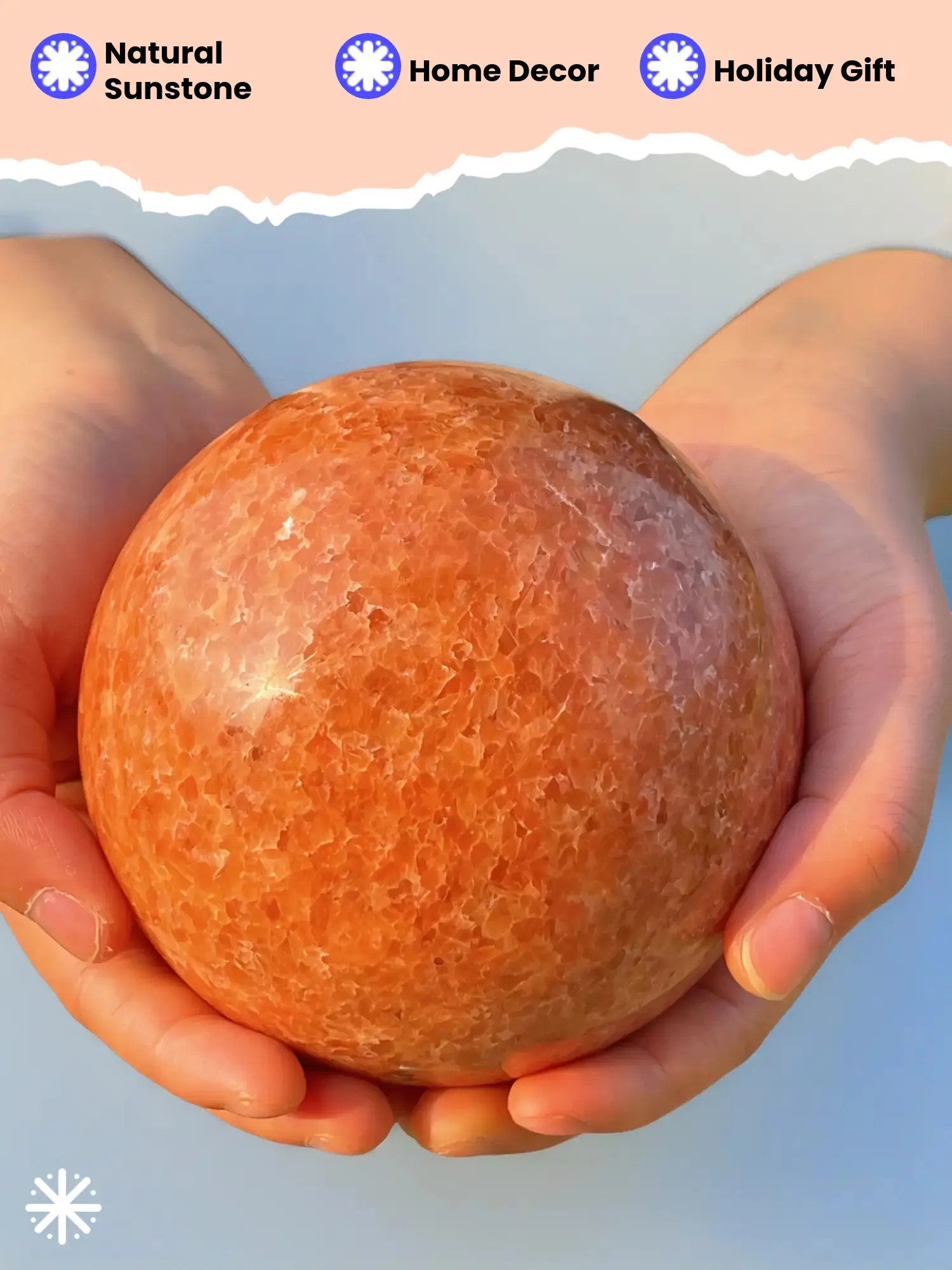 Natural Sun Stone Ball Ornament, Crystal Ornament, Natural Crystal Sphere, Crystal Decorative Stones, Crystal Decorative Ornaments, Appearance, Natural Material, suitable for home, office, study display, holiday gift for family and friends