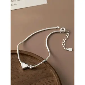 S925 Sterling Silver Heart Shaped Bracelet, Fashionable Jewelry for Women & Girls, Trendy All-match & Exquisite Jewelry for Birthday Gift
