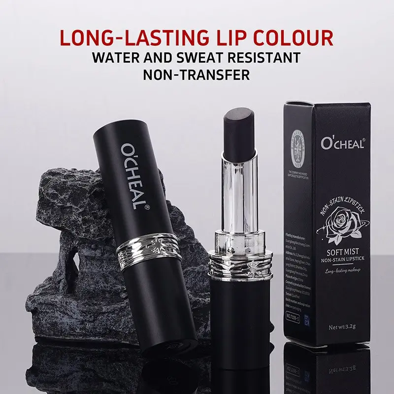 O'cheal Long-Lasting Matte Lipstick, Waterproof Longlasting, Waterproof Sweatproof Non-Stick Cup, Smooth Tube, Multiple Colors Available, Suitable for Various Makeup