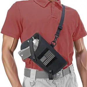 Cross Body Sling Shoulder Holster for Handgun with Laser Flashlight Mounted