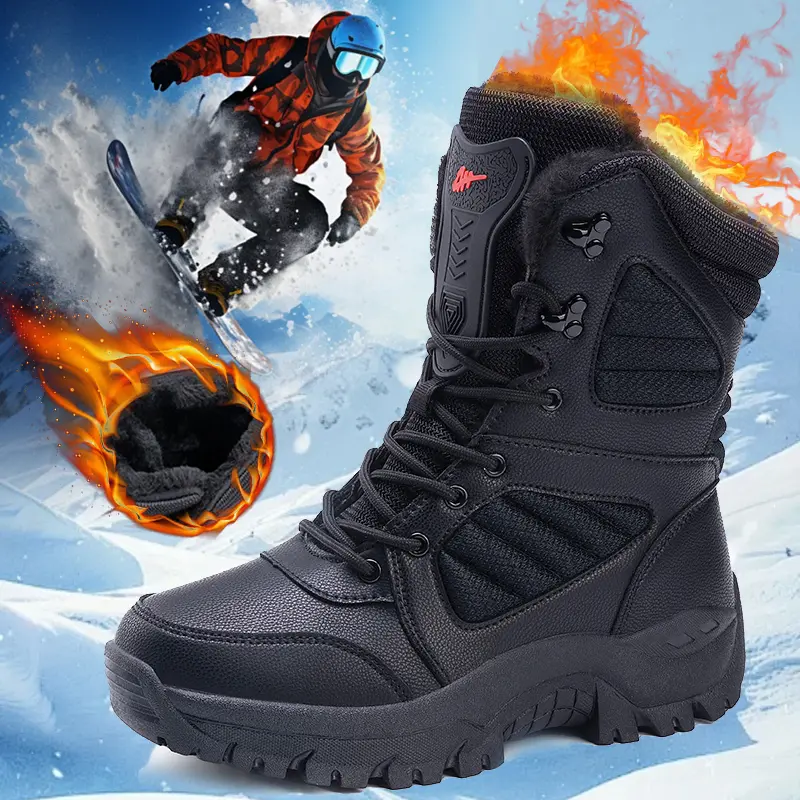 Women's High-Top Winter Thermal Boots - 2025 Fleece Lined, Non-Slip Rubber Sole, Comfortable PU Fabric, Durable Outdoor Tactical Shoe