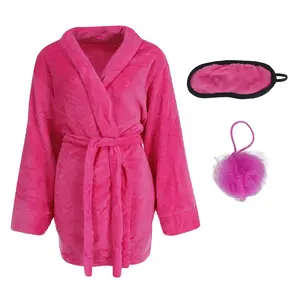 CTM Women's Plush Bath Robe 3-Piece Gift Set
