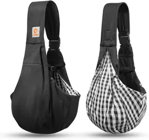 Small Dog Sling Carrier - Adjustable Strap & Zip Pocket - Suitable for Puppies (Black) portable pet cat carrier