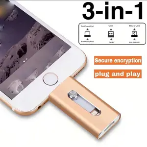 3.0 High-Speed USB Flash Drive, 3-In-1 Portable Memory Stick with Type-C Adapter, Usbc Thumb Drive, Compatible with Android and PC, Mobile Accessories, Thumbdrive