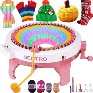 48 Needles Knitting Machine with Row Counter,Smart Automatic Knitting Loom Machine for Adults and Beginner,Circular Knitting Crochet Machine Kit for Hat,Scarf,Glove,Sweater