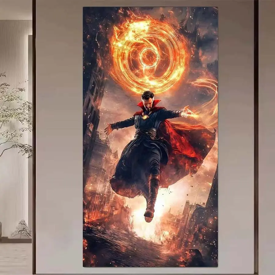 1 DIY diamond painting kit, 5D diamond art kit, DIY decoration, wizard, fire vortex, cloak diamond painting kit with full round diamonds, mosaic, diamond art, DIY art home decor, suitable for Christmas, Wall Art Painting