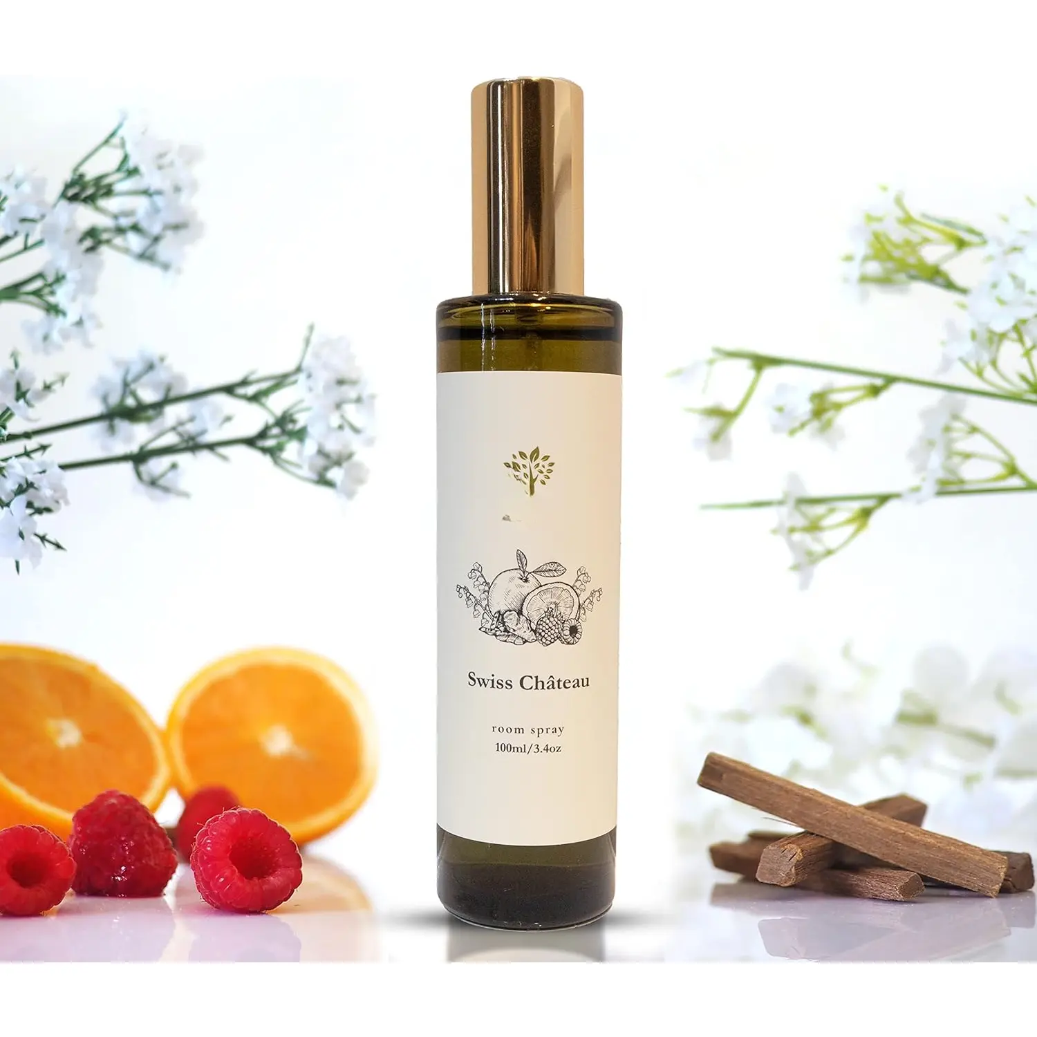 Swiss Chateau/Inspired by Hilton Hotel Linen & Room Spray Air Freshener, Made With Essential Oils, Tangerine, Raspberry, Cedarwood Scent, 3.4oz Pillow Spray