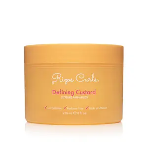 Rizos Curls Curl Custard - 2-in-1 Cream & Gel for Enhanced Curl Definition, Frizz Control, & Shine - 8 fl oz - Vegan, Cruelty-Free, No Silicones - Lemon