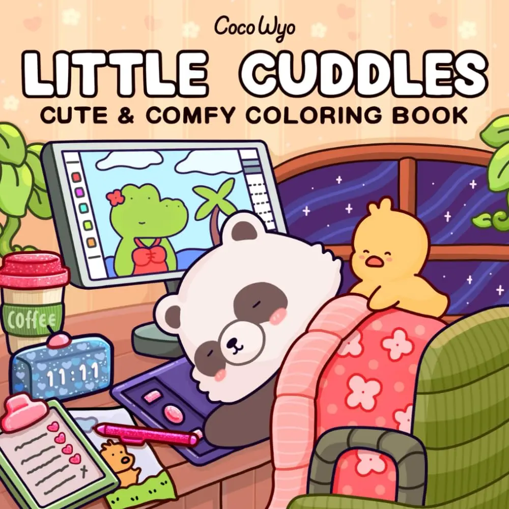 Little Cuddles: Coloring Book for Adults and Teens Featuring Cute Animal Friends for Relaxation (Cozy & Cute Coloring) by Coco Wyo (Author)  Format: Paperback