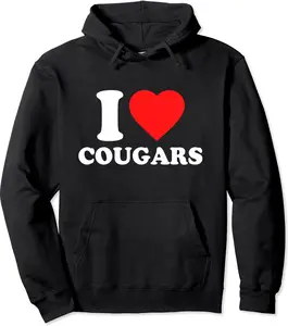 I Love Cougars / I Heart Cougars Pullover Hoodie | Unisex Hooded Sweatshirt
