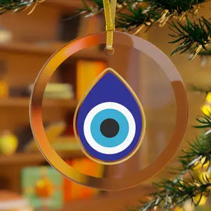 Tear Drop Evil Eye Glass Ornament, Christmas Ornament, Christmas Gift, Gift for All Occasions, Christmas Tree Ornament