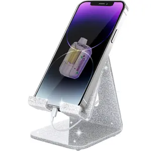 G__K Dual Folding Cell Phone Stand, Fully Adjustable Foldable Desktop Phone Holder Cradle Dock - Anti-Slip Base, Convenient Charging Port, Fits All Smartphones For Apple Iphone 17 16 15 Samsung for Desktop & Bed Use, Smartphone