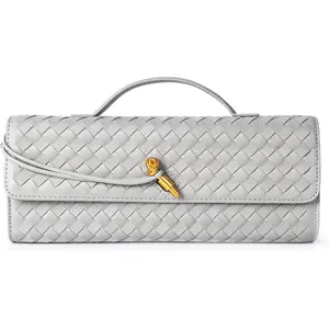 Joryin Woven Purse for Women Evening Clutch Woven Leather & Suede Handbags Crossbody Bag Suede Purse Formal Evening Bag