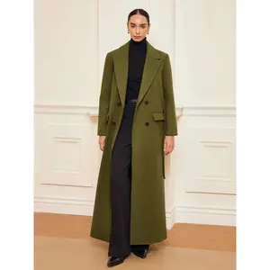 Double-Breasted Belted Long Coat