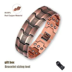 Copper Bracelet for Men, 3X Ultra Strength Magnetic Bracelets, 99.99% Pure Copper with 3500 Gauss Neodymium Magnets, Adjustable Wearable Fitness Tracker Modern