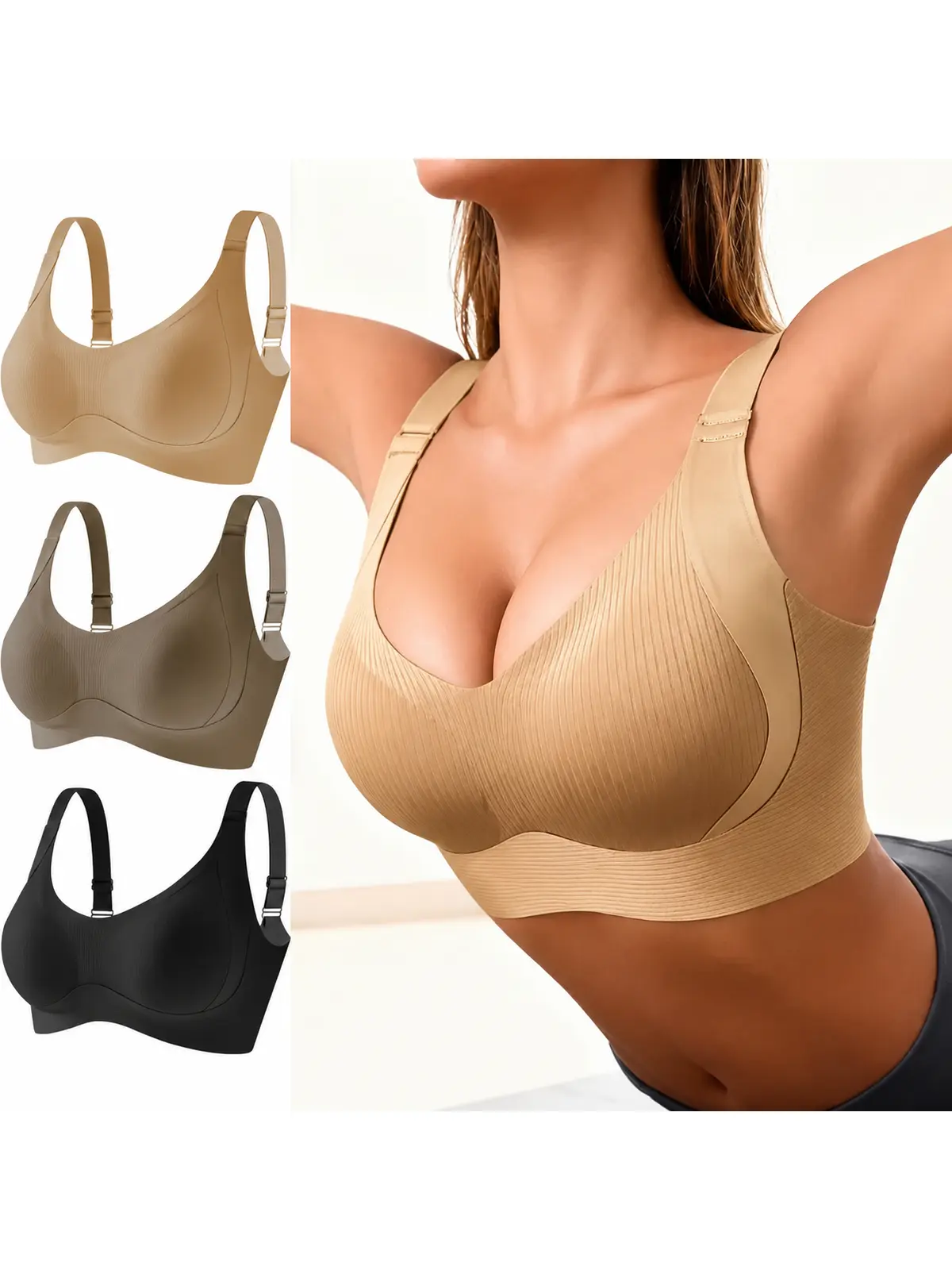 Women's Seamless Wireless Push-Up Sports Bralette - Comfortable, Breathable Underwear for Active Wear, Gym Workouts
