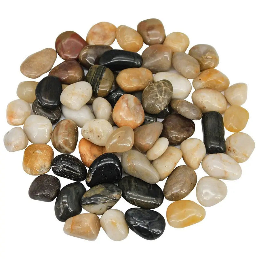 Decorative River Stones, Garden Landscape Rocks, Home Decor Gravel, Flower Bed Fish Tank Plant Succulent Vase, Mixed Colors, 500g/17.63oz