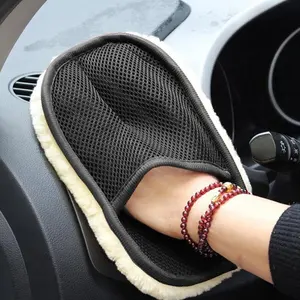 Double-Sided Microfiber Car Wash Mitt, 2 in 1 Scratch-Free Car Cleaning Glove with Soft Plush & Mesh Design, Lint-Free Car Detailing Wash Mitt for Car Exterior, Interior, Home & Kitchen Cleaning, Dual Sided Microfiber