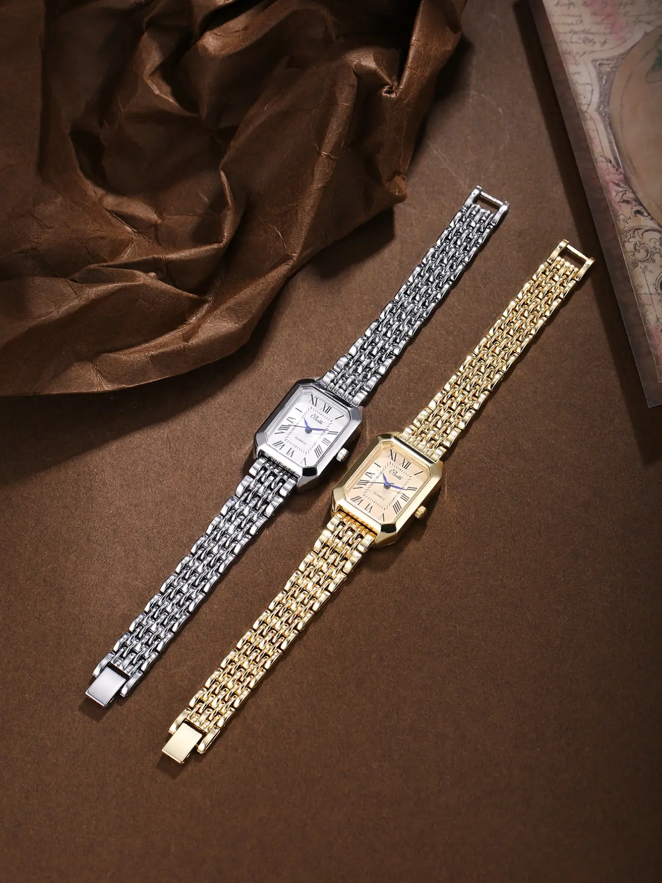 Women's Analog Quartz Watch Set, Vintage Roman Numerals & Blue Hands, Elegant Square Dial, Casual Style, Fashionable Analog Watch, All Seasons Wear, Quartz Wristwatch, Casual Trendy Wristwatch, Quartz Wrist Watches