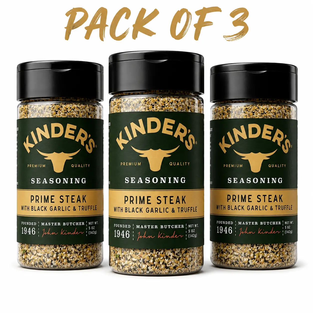 Pack of 3 Kinder's Prime Steak Seasoning with Black Garlic & Truffle - Premium Quality Master Butcher Seasoning