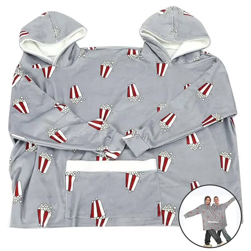 Couples Hoodies Pajamas, Oversized Matching Onesies Sweatshirts Two Person hoodie with Pocektes