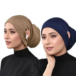 Ear-pierced tube hat, versatile Ramadan scarf base cap that can better wear headphones and masks
