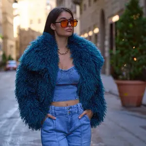 The Paris Moment Shearling Jacket – Midnight Teal Edition