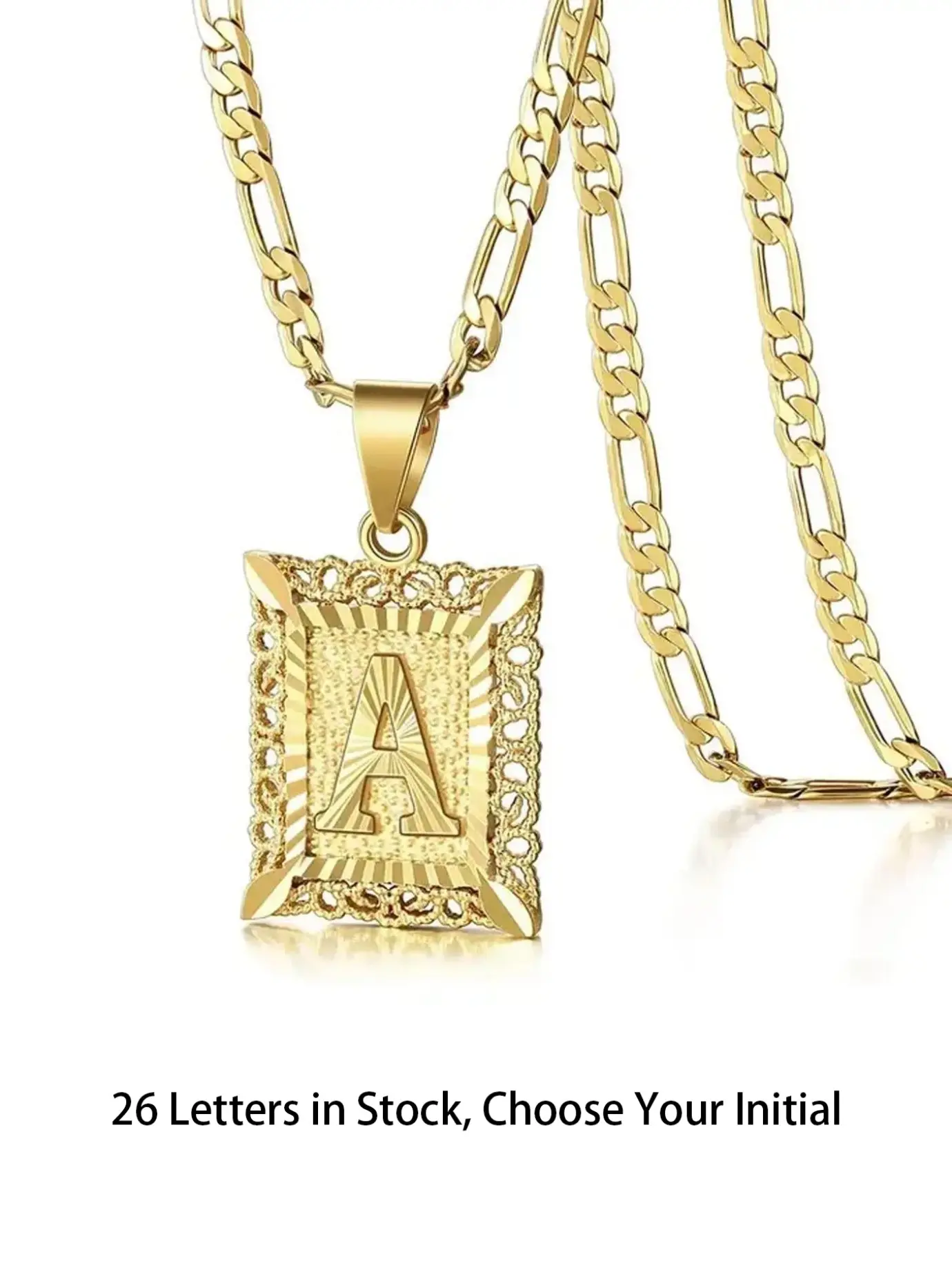 Unisex Az Letter Pendant Cuban Link Design Chain Necklace, Punk Style Jewelry, Perfect for Parties and Daily Wear, Fashionable Gift Choice, Ideal Birthday Present