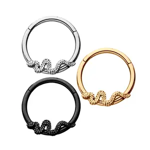 Titanium Snake Design Hinged Septum Ring
