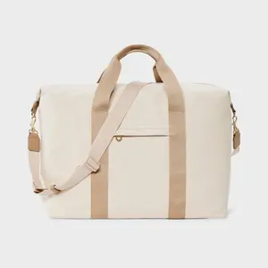 Foundational Weekender Bag - Universal Thread Taupe: Cotton Shell, Zip Closure, Detachable Strap