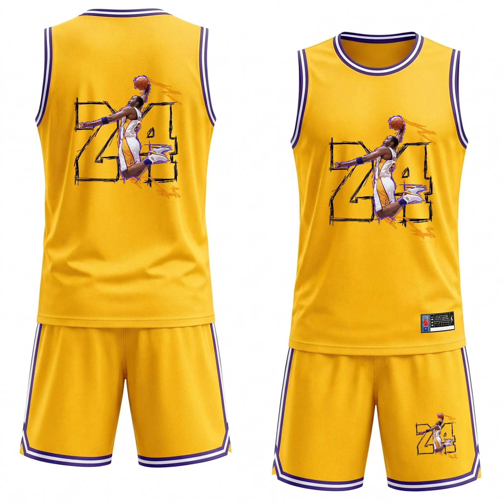 Men's #24 Sports Set: Two-Piece Mesh Basketball Jersey & Shorts Combo — Lightweight, Breathable Athletic Wear