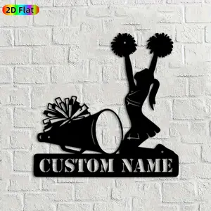1pc Cheerleader Metal Wall Art Decoration Cheer Statue Mural, Ideal Gift for New Year, Christmas, Weather-Resistant Metal Wall Decor Wall Sculptures, Perfect for Bedroom Wall & Backyard Fence, Sports Decor Enthusiasts