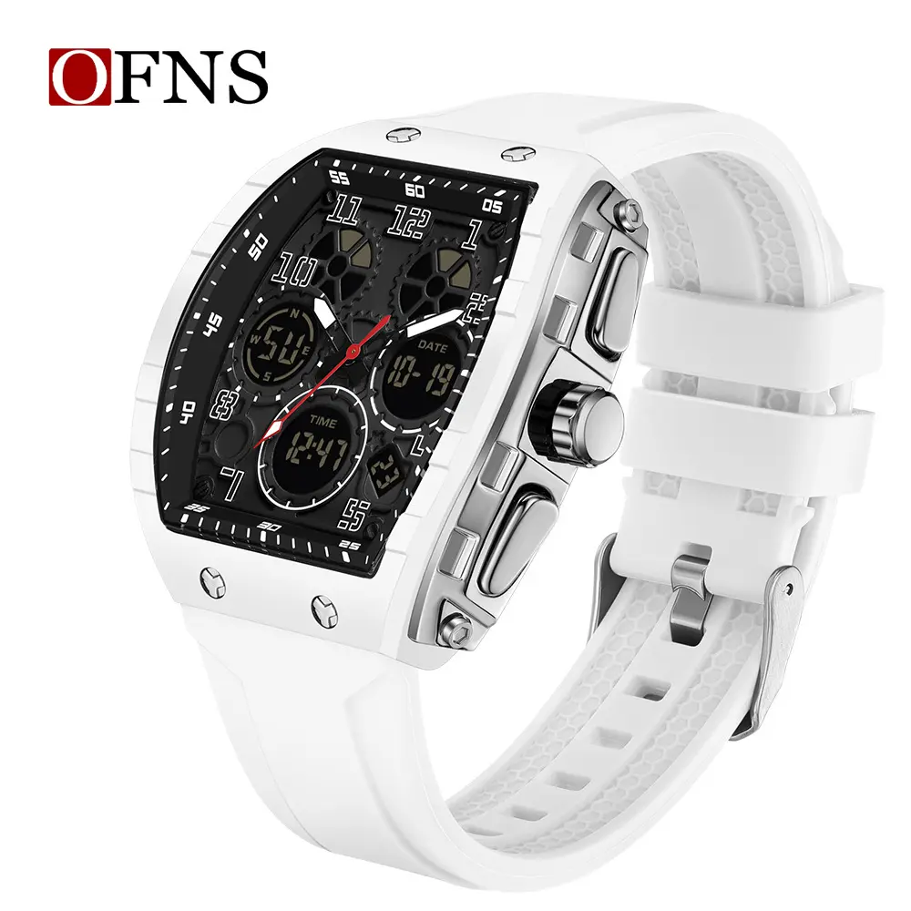 Men's Casual Digital Watch with Luminous Display, Blue Silicone Strap and Alloy Barrel Case, 30-50M Water Resistant for Daily Wear, Luminescent Dial, Digital Display