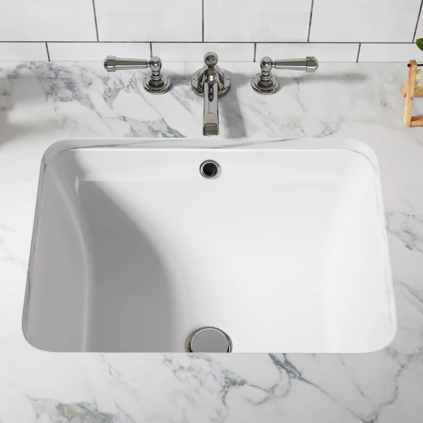 【Christmas Gift】Ceramic Rectangular Undermount Bathroom Vessel Sink, White, 22''x16'', Ceramic Sink