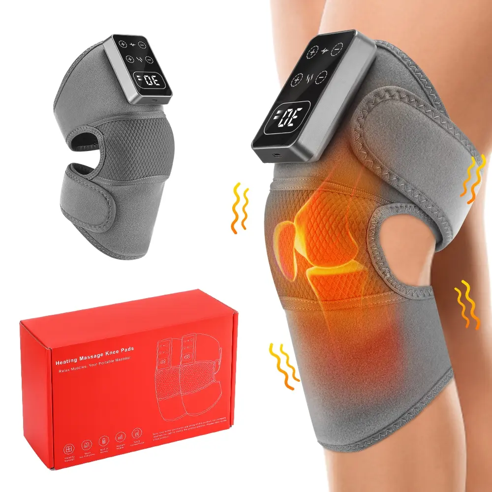 Cordless Electric Knee Protection Massager, Knee Pain Tool, 3 Vibration Modes and 5 Heating Levels, Warm Compress Knee Heating Pad with Joint Support, Also for Shoulder and Elbow Massage, Portable Muscle Massagers