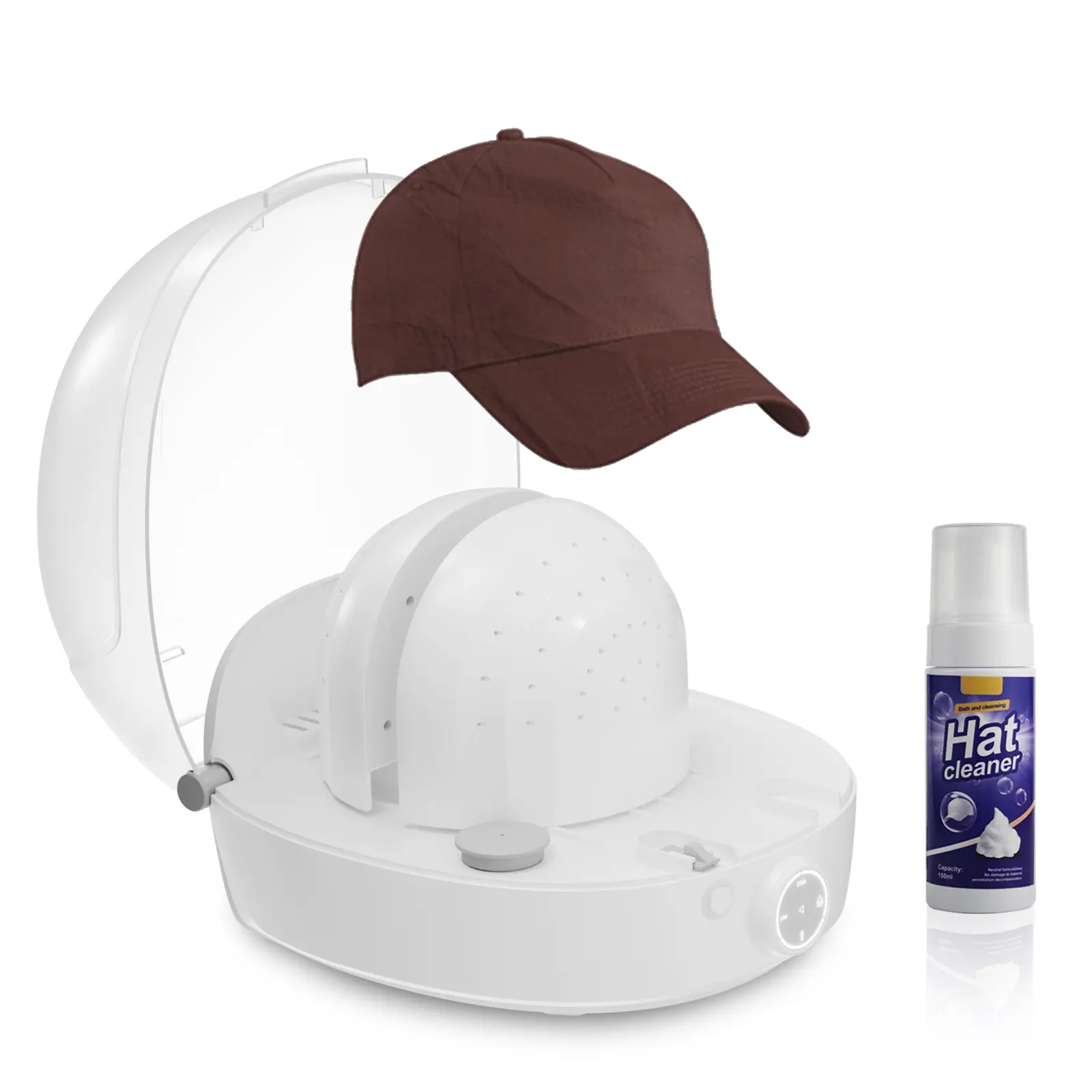 Household Multifunction Automatic Hat Care Appliance - 4 Modes, Steam Ironing, Drying, Shaping, High-Temp Disinfecting, 8.45oz Water Tank, 1-Year Warranty for Daily Multi-Mode Care, Steam+Dry+Shape, Keeping Hats Hygienic, Hygienic Hat Clean