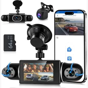 1080P 360° Car Dash Cam with 5GHz WiFi, 4 Cameras (Front and Rear), 8 IR Night Vision, 3-Inch IPS Touchscreen, Loop Recording, G-Sensor, Dash Cam with 64G Card,SummerVibes
