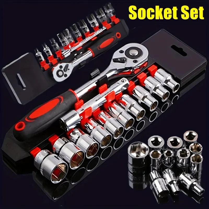 12pcs carbon steel heavy duty socket wrench set, multifunctional bicycle repair tool kit with extension rod and ratchet handle, suitable for motorcycle, car and boat maintenance