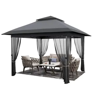 GARVEE 12'x12' Softtop Gazebo, Outdoor Pop Up Gazebo with Mosquito Netting, Party Tent & Shelter with Double Roofs for Gardens, Patios, Lawns