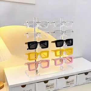 1pc Multi-Layer Acrylic Eyeglass Display Rack, Packable Tie Rack for Glasses, Glasses, Myopia Glasses, Sturdy for home and Optical Store Storage Organizer, Space Saving Organizer, Durable PMMA Frame, No Assembly Required