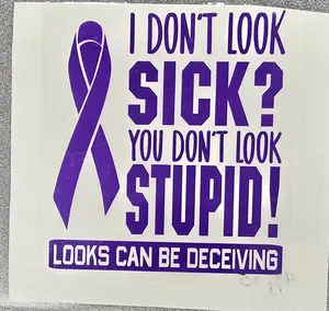 Lupus Awareness Vinyl Decal, Purple Ribbon, Funny Quote