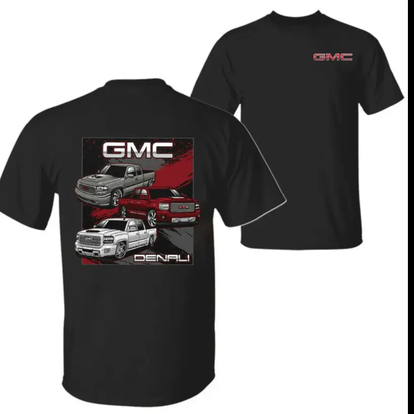 100% Cotton - GMC Denali Pickup Truck Graphic Tee, Double-Sided American Truck Shirt, Classic Streetwear T-Shirt for Car Enthusiasts ,Graphic tee for men and women,gift for him and her