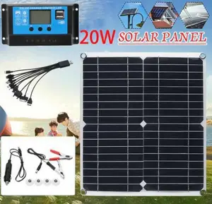 20W Solar Panel Kit 12V with 100A Solar Charge Controller and Extension Cable with Battery Clips for Boat Motorcycle Home Outdoor Lights RV Outdoor Camera Generators