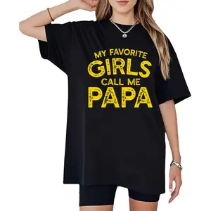 Men'S Vintage My Favorite Girls Call Me Papa Graphic T-Shirt - Black with Yellow Distressed Daddy Tee,  Loose Fit Shirt for Fathers Day Gift, Casual Dad Apparel_1A Funny Graphic Tees Perfect Gift Idea for Birthday Holiday Or Everyday Wear