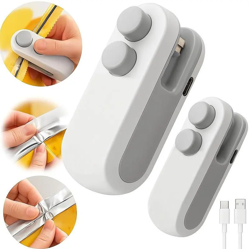 【Back to School】Mini snack bag sealing machine,2 in 1 heat USB rechargeable snack bag selaer,plastic bag resealing machine