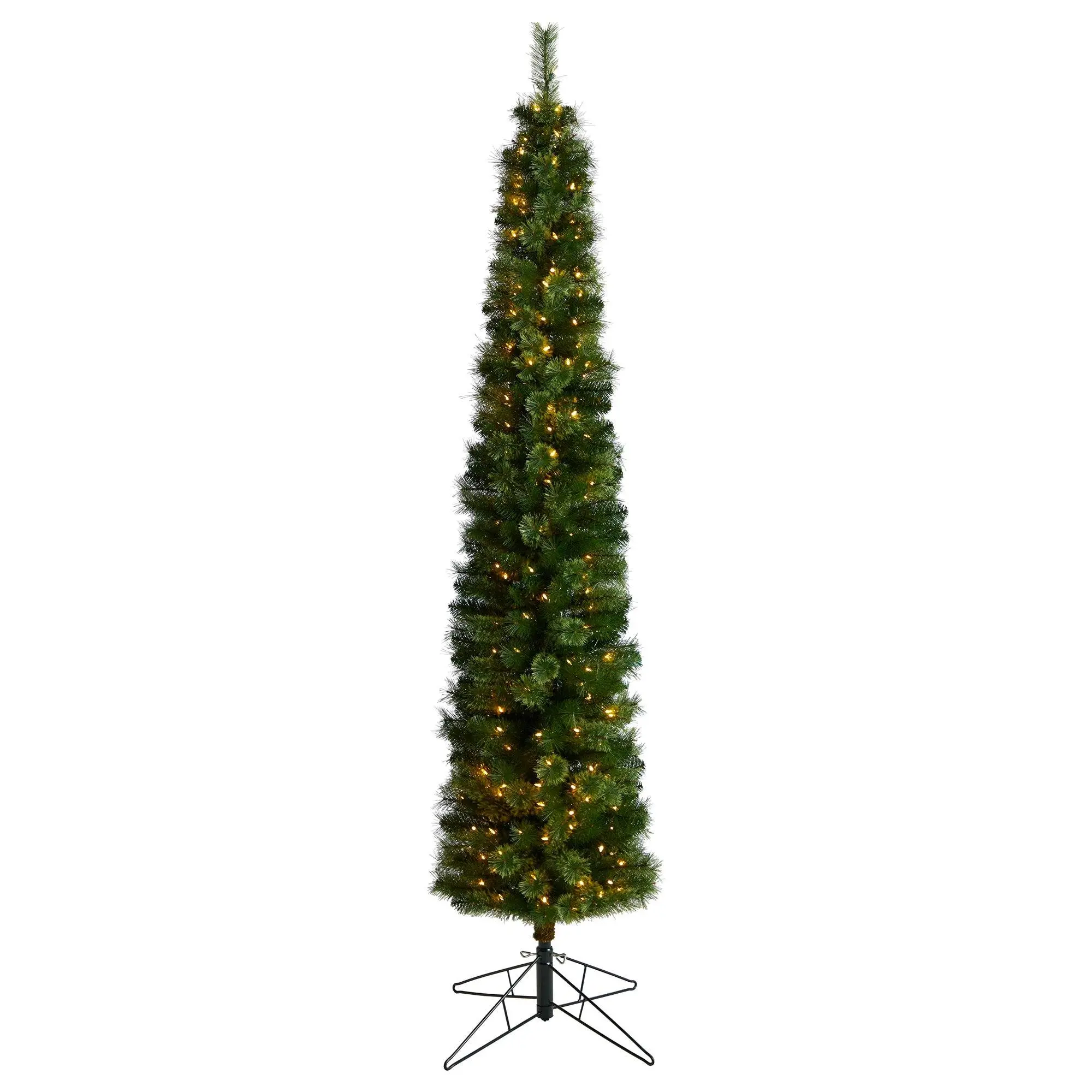 8' Green Pencil Christmas Tree with 200 Clear (Multifunction) LED Lights and 402 Bendable Branches 8' Green Pencil Christmas Tree with 200 Clear (Multifunction) LED Lights and 402 Bendable Branches